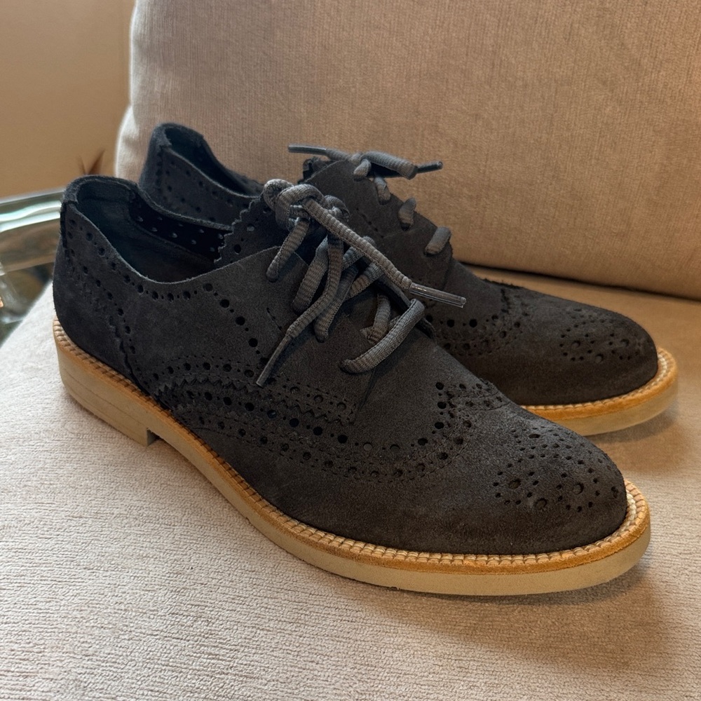 Pedro Garcia Charcoal Suede Brogue Oxfords